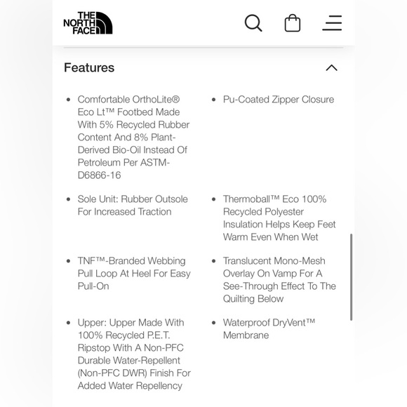 The North Face Thermoball Progressive Zip 2 Waterproof Booties Size 7 NWOT - Picture 15 of 16